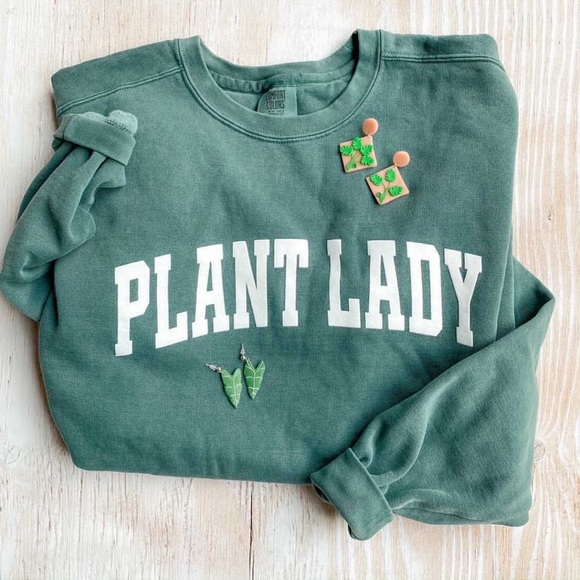 Comfort Colors Tops - Green 'Plant Lady' Sweatshirt